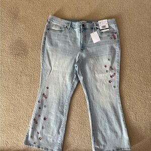 Jessica Simpson Light Blue Flare Jeans with Floral Details